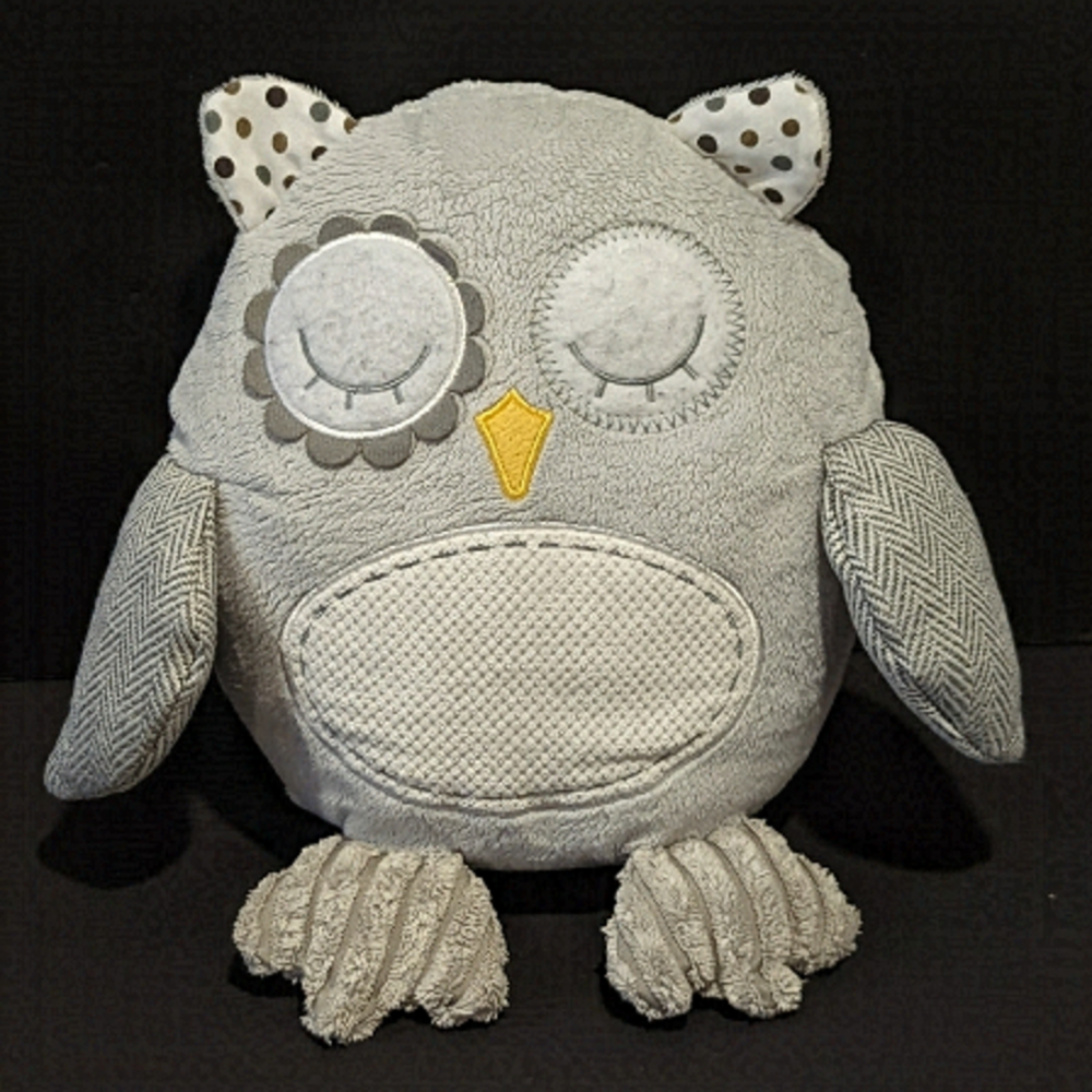 2/$20 Baby Ganz Misty Grey Owl Plush 8” Chevron Polka Dot Corduroy Rattle